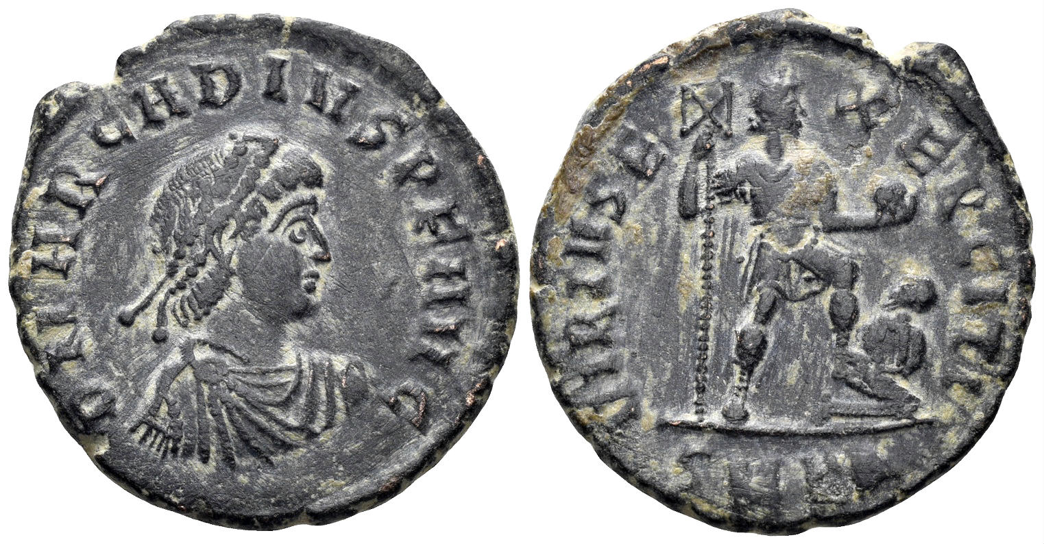 Arcadius. 383-408 AD. AE2 (5.25g, 23mm). Cyzicus mint. Struck 392-5 AD. LRBC 2572