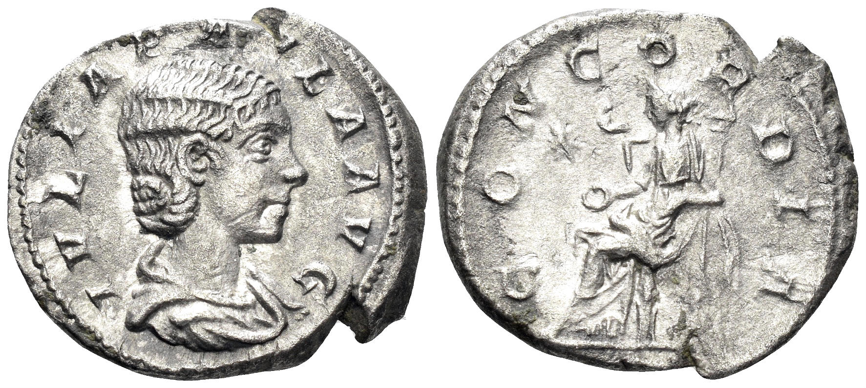 Julia Paula, Augusta. 219-220 AD. AR Denarius (2.56g, 20mm). Rome mint. Struck 220 AD. RIC 211