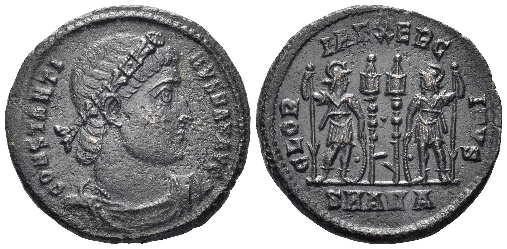 Constantine I 'the Great'. 307-337 AD. AE Follis (3.00g, 18mm). Antioch mint. Struck 330-3 AD. RIC 85