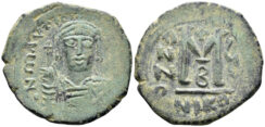 Maurice Tiberius. 582-602. AE Follis (11.86g, 30mm). Nicomedia mint. Dated RY 6 (587/8). SB 512