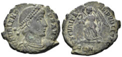 Valens. 364-378 AD. AE3 (2.59g, 18mm). Constantinople mint. Struck 367-75 AD. RIC 21c.3