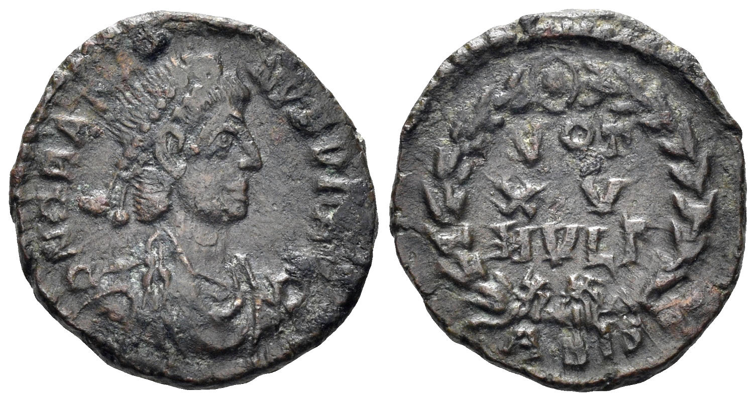 Gratian. 367-383 AD. AE3 (1.38g, 15mm). Siscia mint. Struck 375-8 AD. RIC 31a.2; LRBC 1539