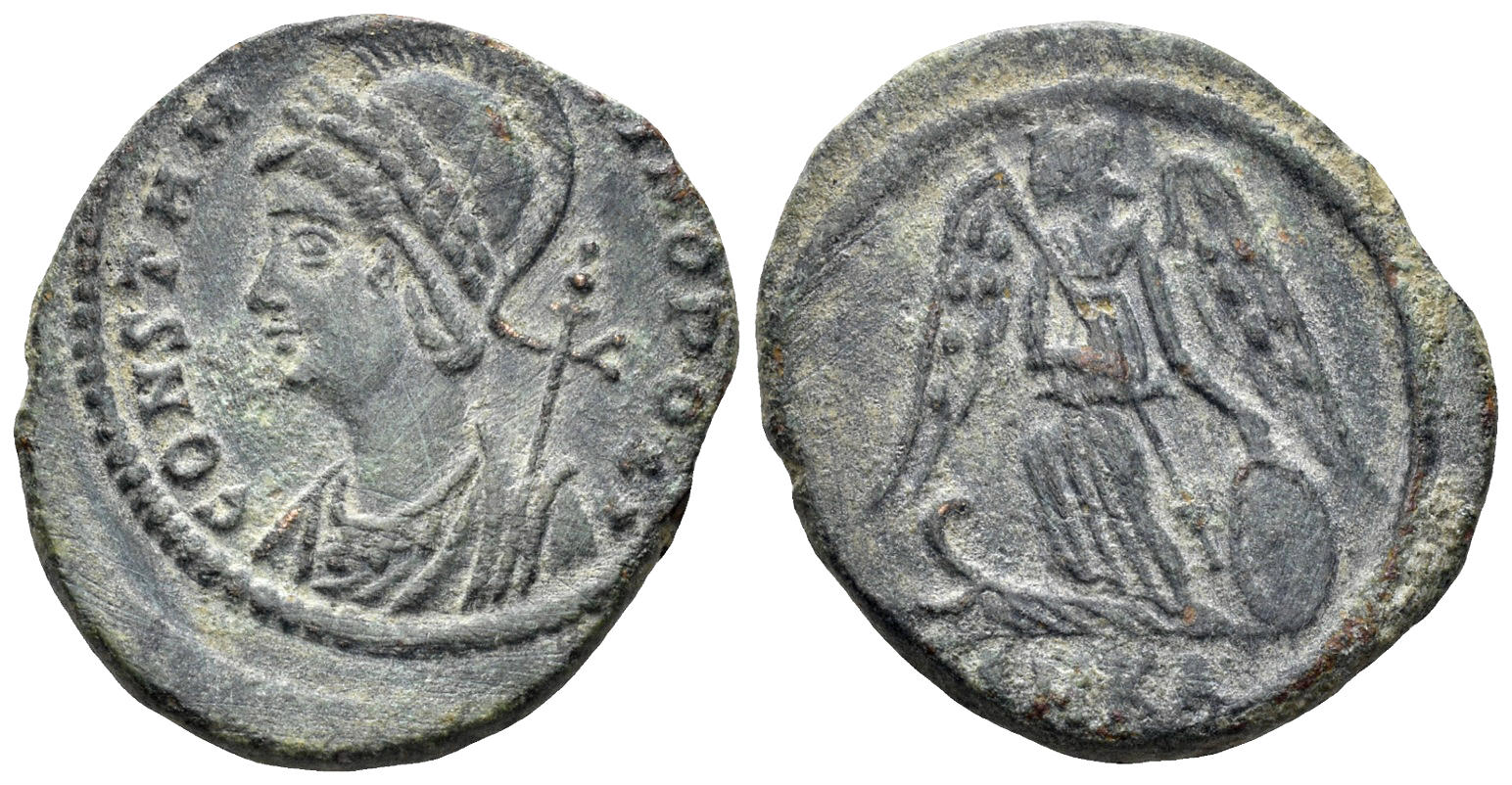 City Commemorative. 330-354 AD. AE Follis (3.01g, 20mm). Cyzicus mint. Struck 331-4 AD. RIC 90