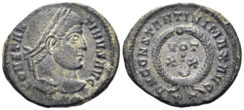 Constantine I ‘the Great’. 307-337 AD. AE Follis (2.33g, 19mm). Ticinum mint. Struck 320/1 AD. RIC 140
