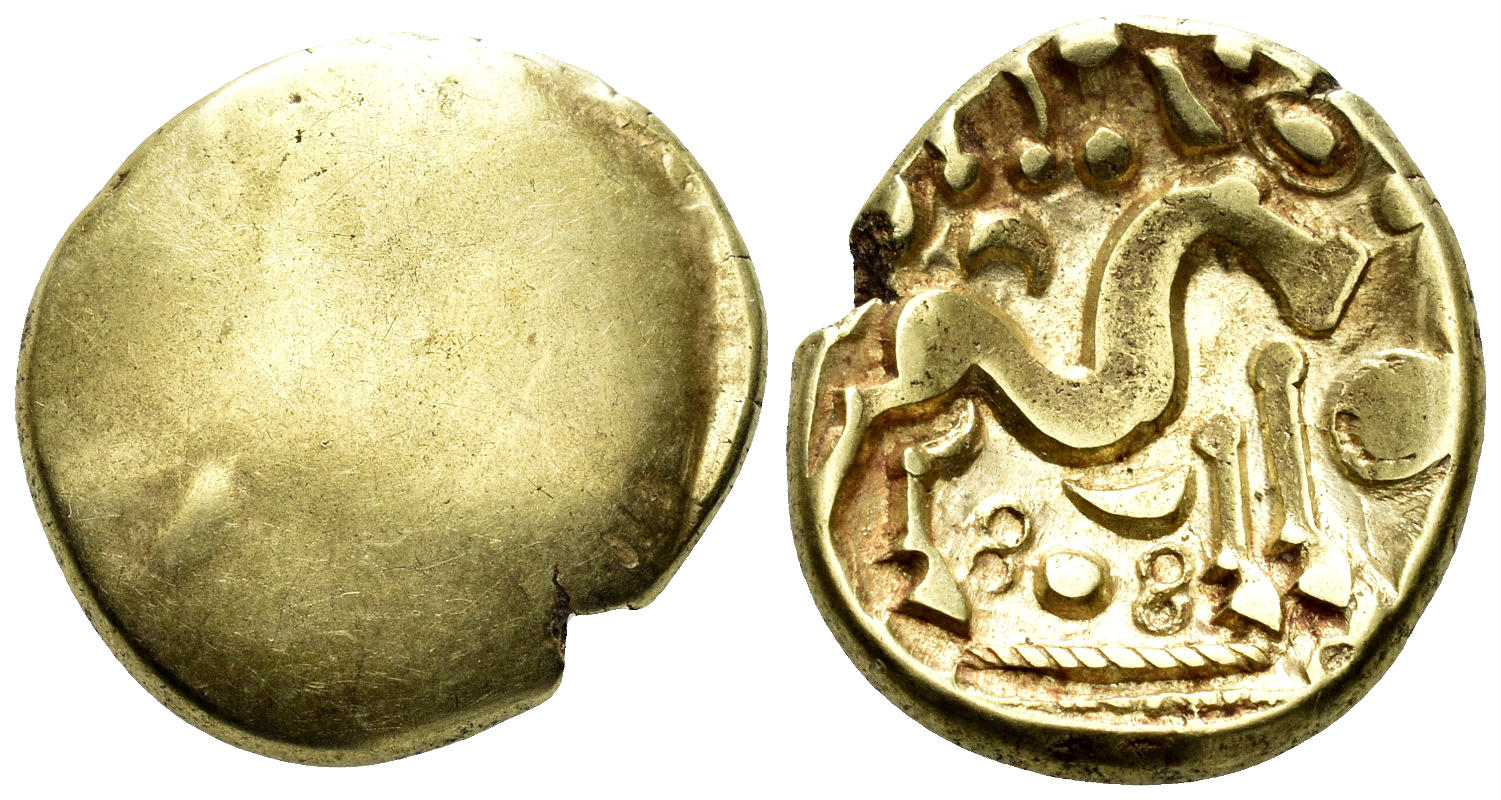 Celtic Northeast Gaul. Ambiani. Circa 100-50 BC. AV Stater (5.85g, 18mm). Gallo-Belgic E. Gallic Wars Issue. cf. De la Tour 235-42