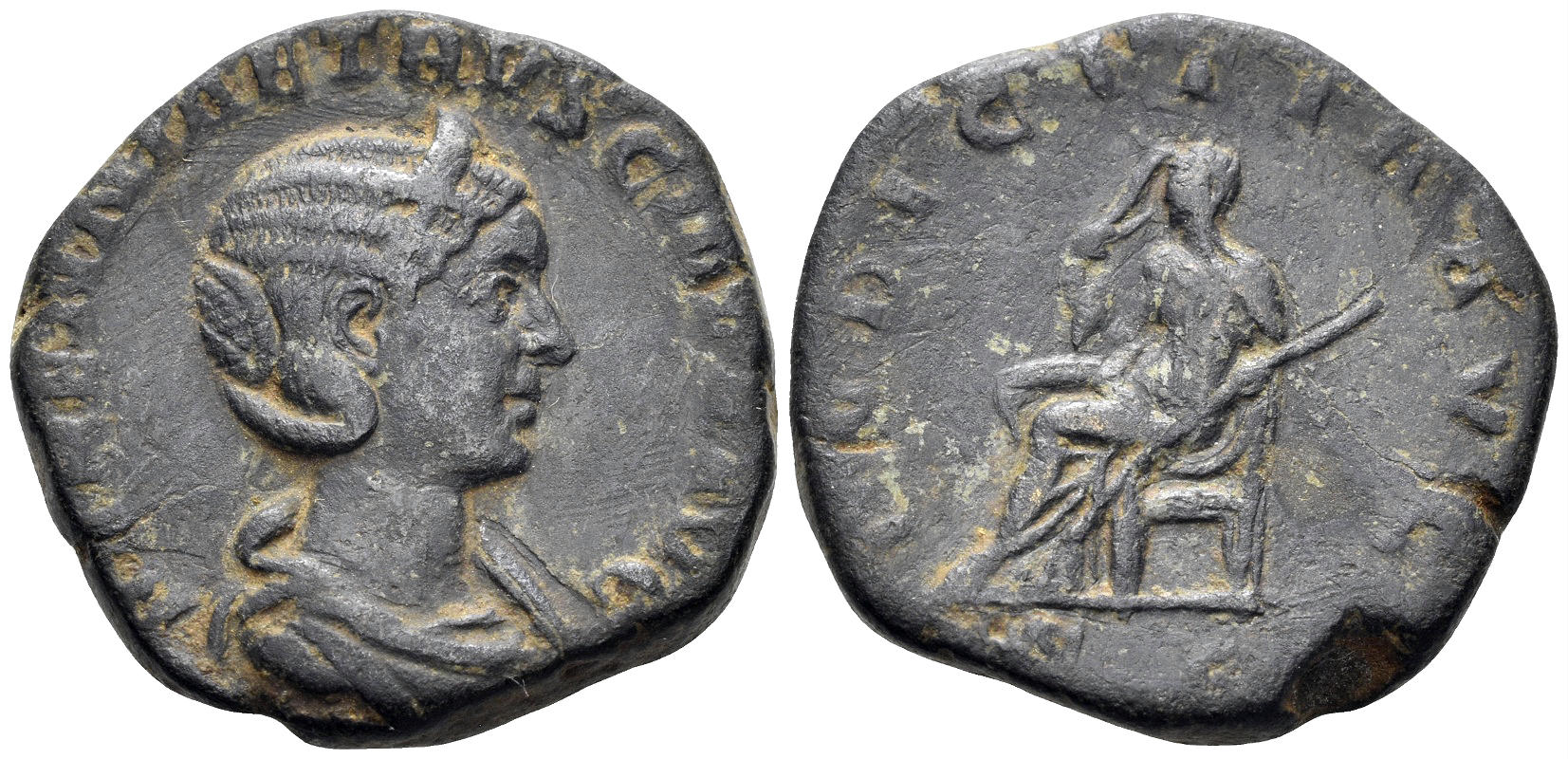 Herennia Etruscilla. Augusta, 249-251 AD. AE Sestertius (15.00g, 28mm). Rome mint. Struck 250 AD. RIC 136b