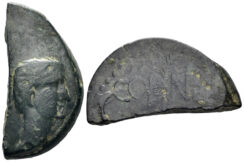 Gaul, Nemausus. Augustus. 27 BC-14 AD. AE Halved As (5.65g, 26mm). Struck 10 AD or later. RPC I 523