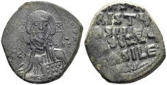 Time of Basil II. 976-1030. AE Anonymous Follis (9.73g, 29mm). Constantinople mint. SB 1813