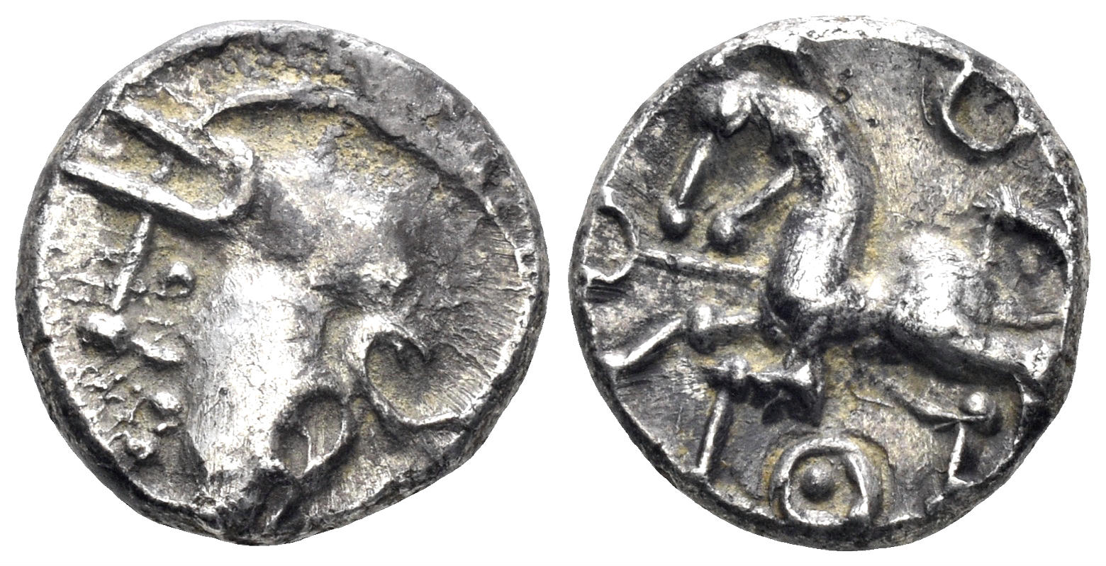 Celtic Central Gaul. Aedui. AR Quinarius (1.99g, 12mm). Circa 80-50 BC. D&T 3189