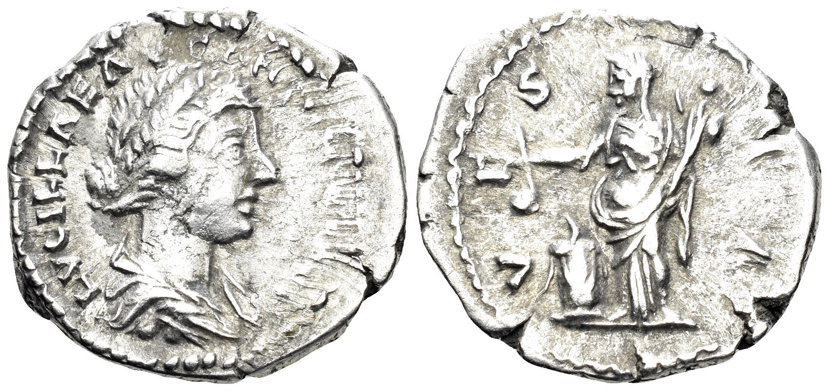 Lucilla, Augusta, 164-182 AD. AR Denarius (3.25g, 19mm). Rome mint. Struck 161/2 AD. RIC 788
