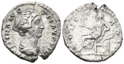 Faustina II, Augusta. 147-175 AD. AR Denarius (2.80g, 18mm). Rome mint. Struck circa 147-50 AD. RIC 502a