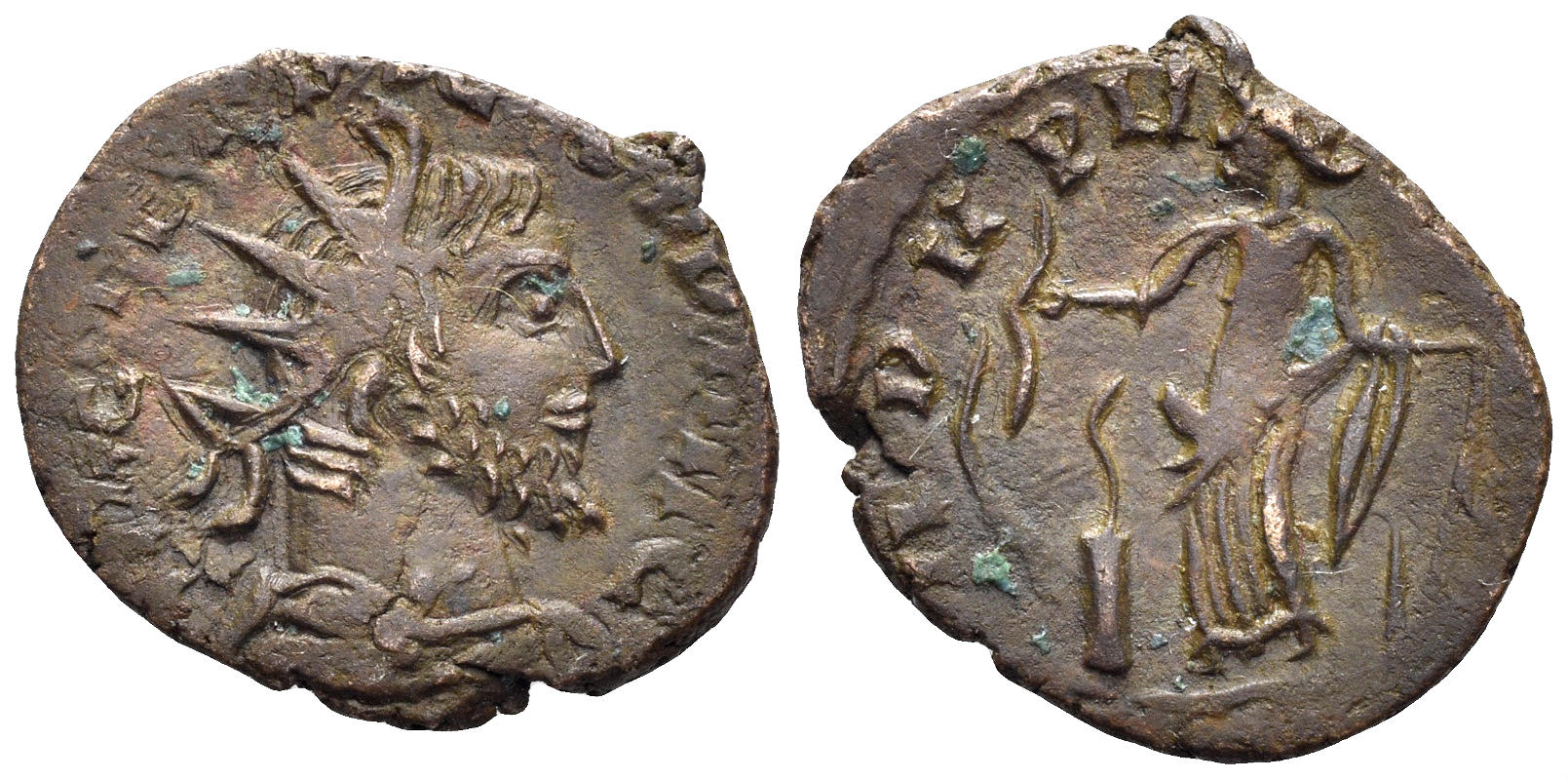 Tetricus I. 271-274 AD. AE Antoninianus (1.86g, 18mm). Irregular mint. Salus type