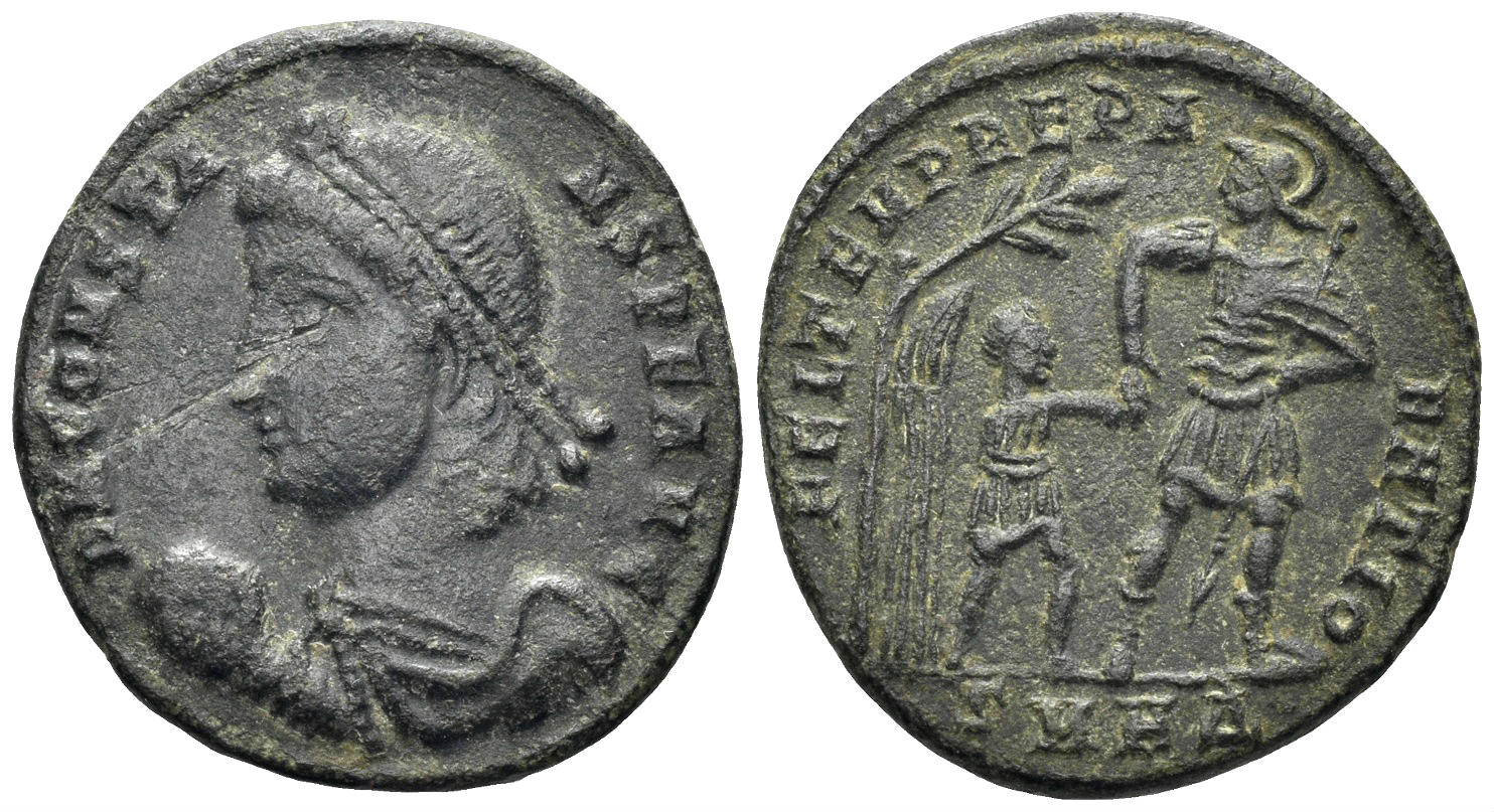 Constans. 337-350 AD. AE Centenionalis (3.99g, 17mm). Heraclea mint. Struck 348-50 AD. RIC 70