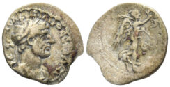 Cappadocia, Caesarea. Hadrian. 117-138 AD. AR Hemidrachm (1.43g, 14mm). Dated RY 4 (120/1 AD). RPC III 3072