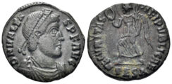 Valens. 364-378 AD. AE3 (2.71g, 17mm). Thessalonica mint. Struck 367-70 AD. RIC 18b
