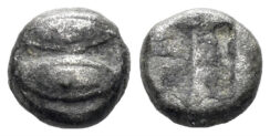 Lesbos. Uncertain. Circa 525-513 BC. Billon 1/48 Stater (0.32g, 5.5mm). BMC 35