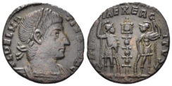Delmatius. 335-337 AD. AE Follis (1.43g, 15mm). Rome mint. Struck 336/7 AD. RIC 395