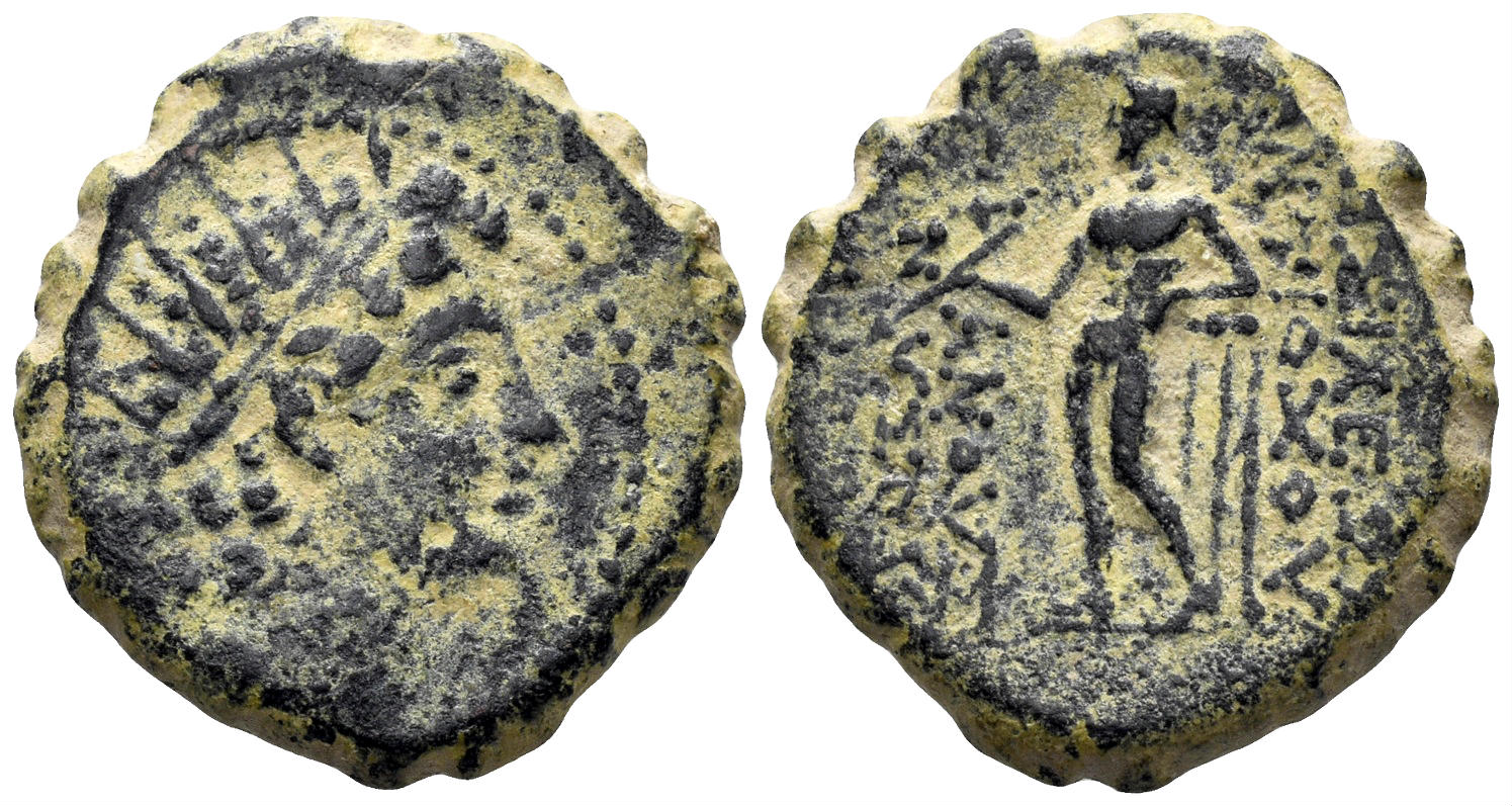 Seleukid Kingdom. Antiochos IV Epiphanes. 175-164 BC. AE Serrate (7.57g, 21mm). Ptolemaïs (Ake) mint(?). SNG Spaer 1781
