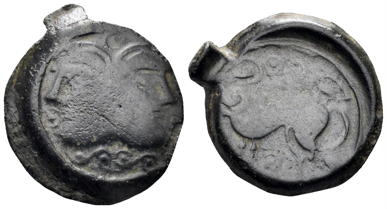 Celtic Northeast Gaul. Suessiones. Circa 60-30/25 BC. AE 18mm (2.59g). D&T 563
