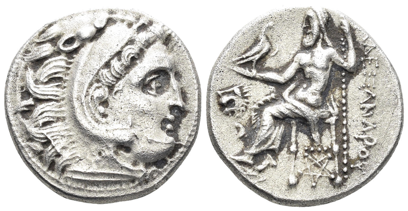 Thracian Kingdom. Lysimachos. 305-281 BC. AR Drachm, (4.34g, 17mm). Kolophon mint. Struck circa 301-297 BC. Price 1832