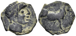 Hispania, Kastilo-Castulo. Circa 180 BC. AE Sextans (2.01g, 16mm). ACIP 2172