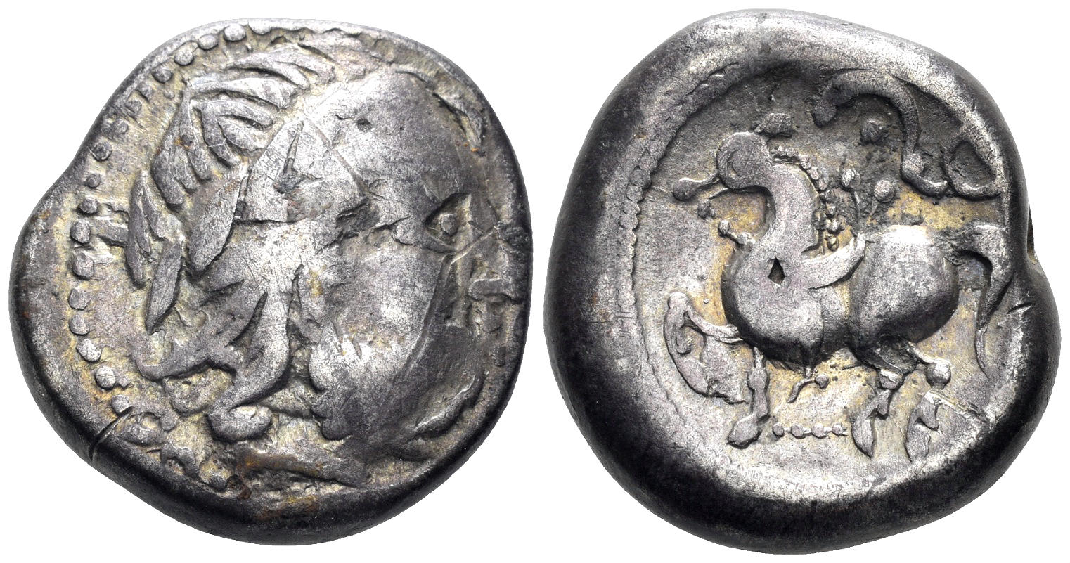 Eastern Celts. 2nd century BC. AR Tetradrachm (12.84g, 22mm). B-Reiter type. Lanz-656-9