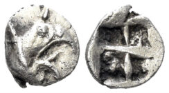 Ionia, Teos. Circa 475-450 BC. AR Tetartemorion (0.22g, 7mm). SNG Kayan I 603