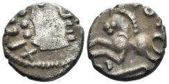 Celtic Northeast Gaul. Sequani. Togirix. Circa 50 BC. AR Quinarius (1.72g, 13mm). Castelin 717