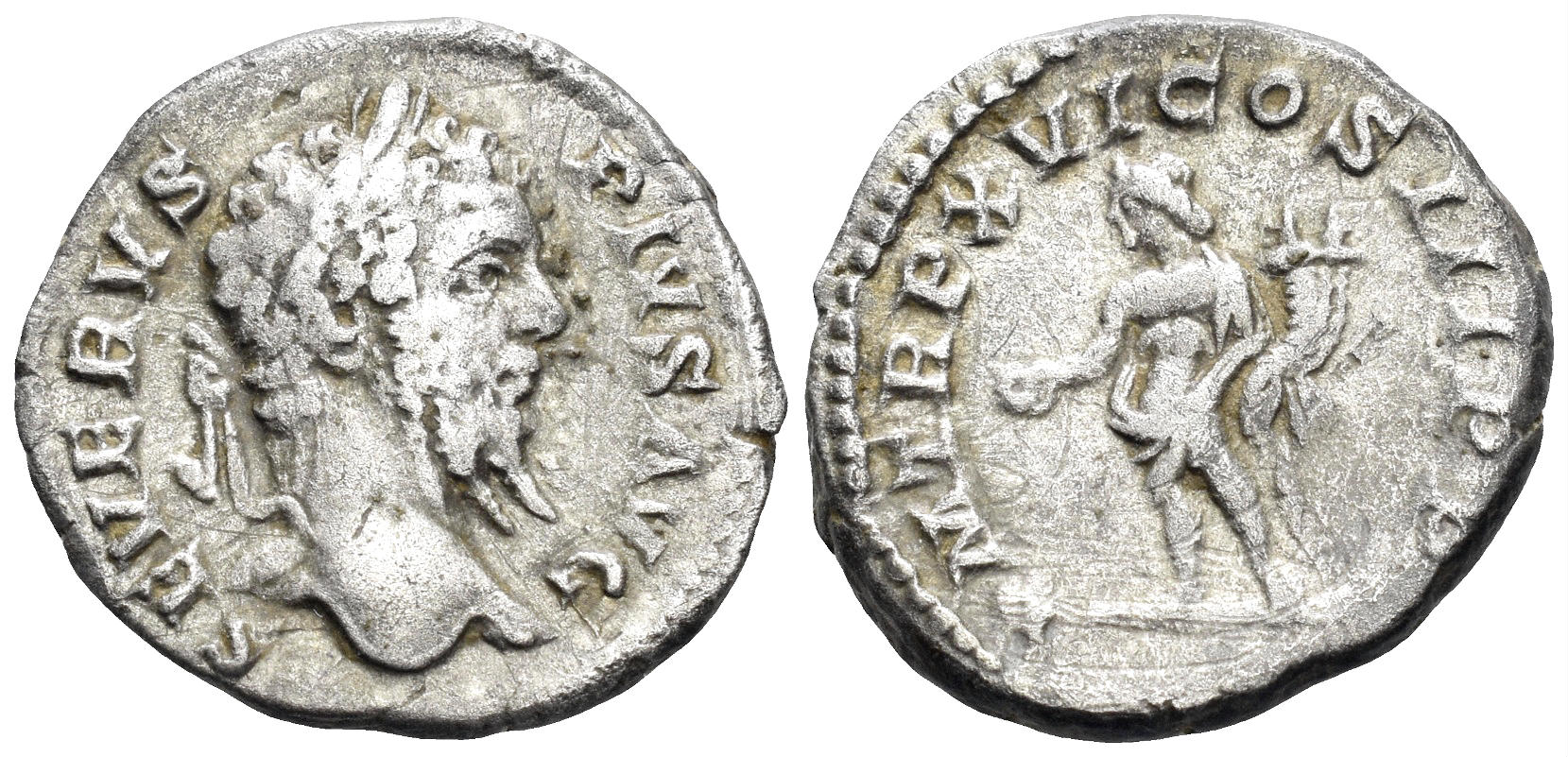 Septimius Severus. 193-211 AD. AR Denarius (2.00g, 18mm). Rome mint. Struck 208 AD. RIC 220