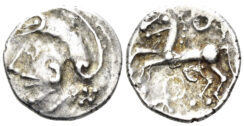 Celtic Central Gaul. Aedui. Circa 80-50 BC. AR Quinarius (1.99g, 15mm). Cf. DT 3186