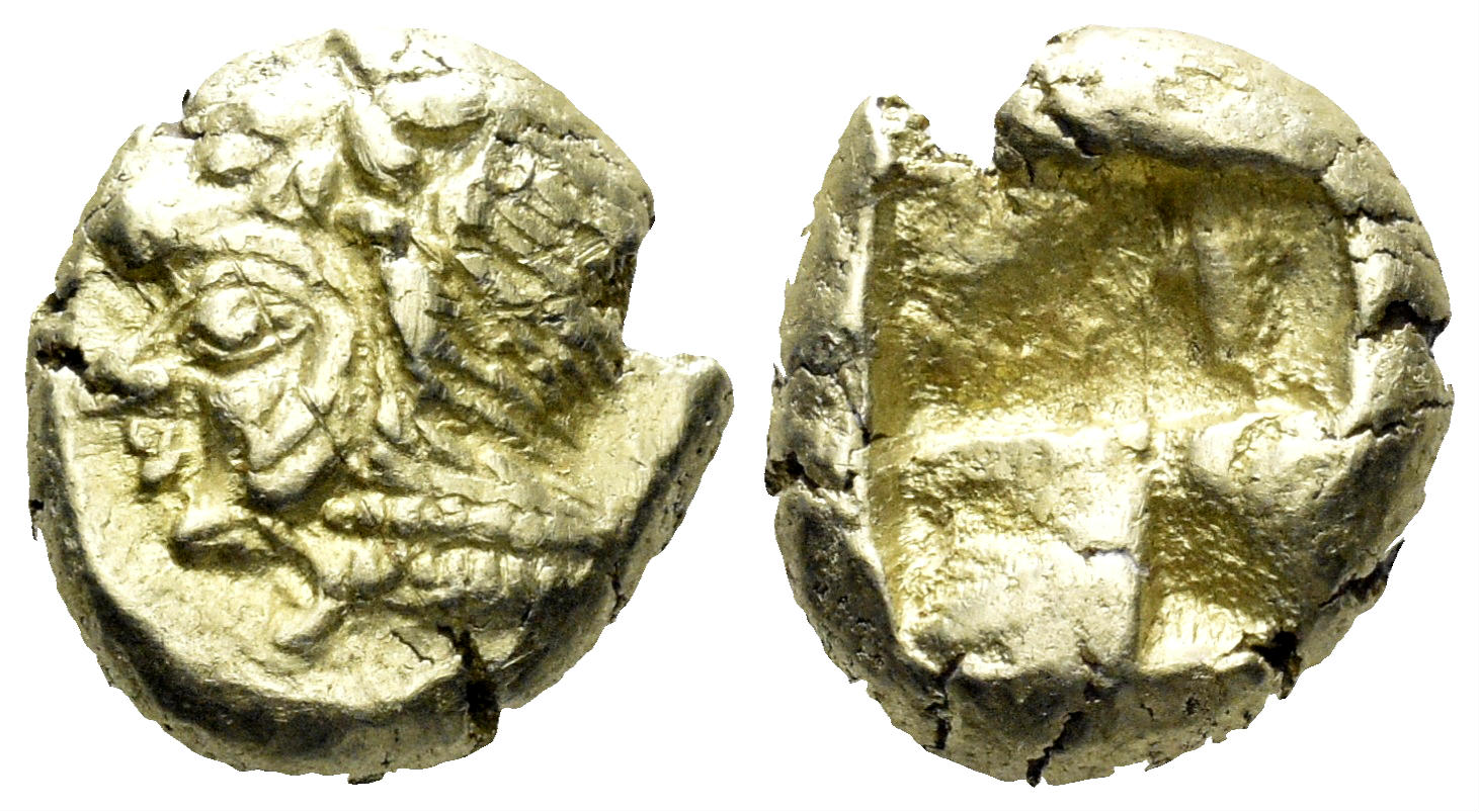 Ionia, Erythrai. Late 6th-mid 5th century BC. EL Hekte (2.60g, 10.5mm). BMC Ionia 7