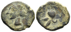 Punic Spain. Circa 237-209 BC. 1/4 Unit (1.99g, 13mm). Cartagena, Murcia mint. SNG BM Spain 81-4