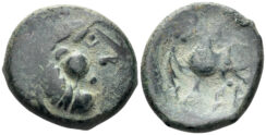 Celtic Eastern Europe. Imitations of Philip II of Macedon. 3rd-2nd centuries BC. AE Tetradrachm (10.35g, 23.5mm). “Kugelwange” type. Struck by the Skordoski in Syrmia. OTA 197/12-13