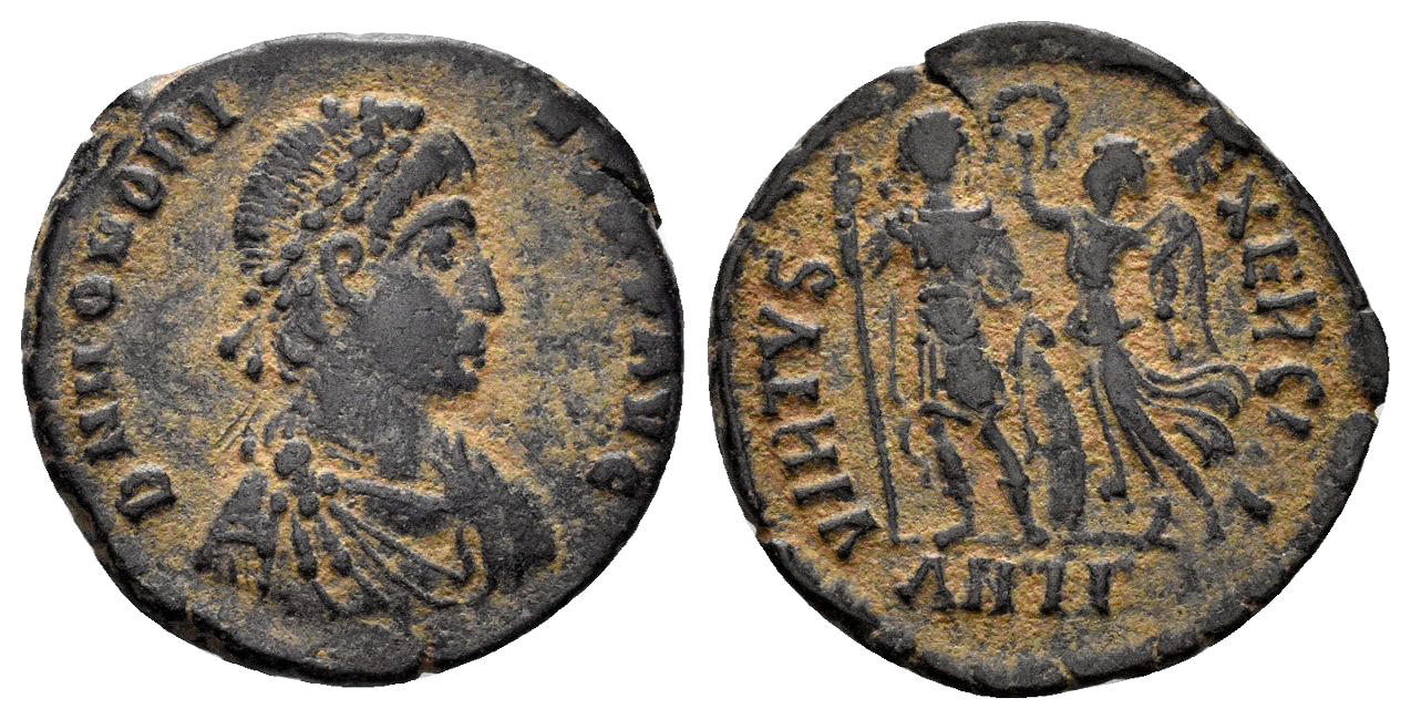 Honorius. 393-423 AD. AE3 (1.90g, 17.5mm). Antioch mint. Struck 408-20 AD. RIC 72