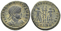 Constantius II, as Caesar. 337-361 AD. AE Follis (2.32g, 18.5mm). Antioch mint. Struck 330-5 AD. RIC 88