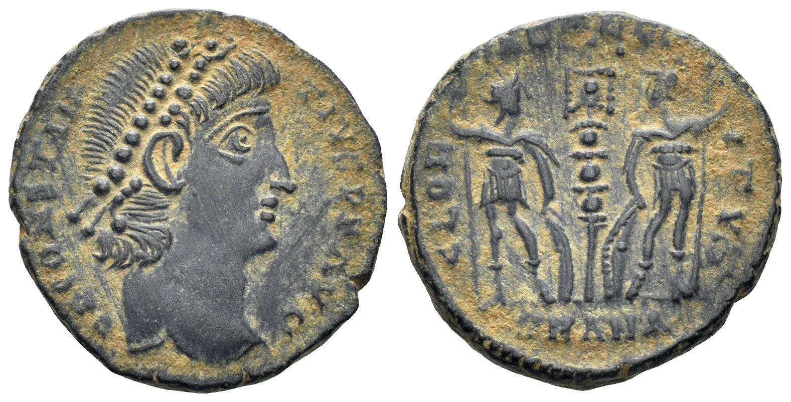 Constantius II. 337-361 AD. AE Follis (1.89g, 15mm). Antioch mint. Struck 337-41 AD. RIC 57