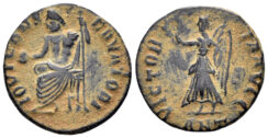 Time of Maximinus II Daia. 310-313 AD. AE 1/4 Follis (1.33g, 14mm). Antioch mint. ‘Persecution’ Series. McAlee 171g