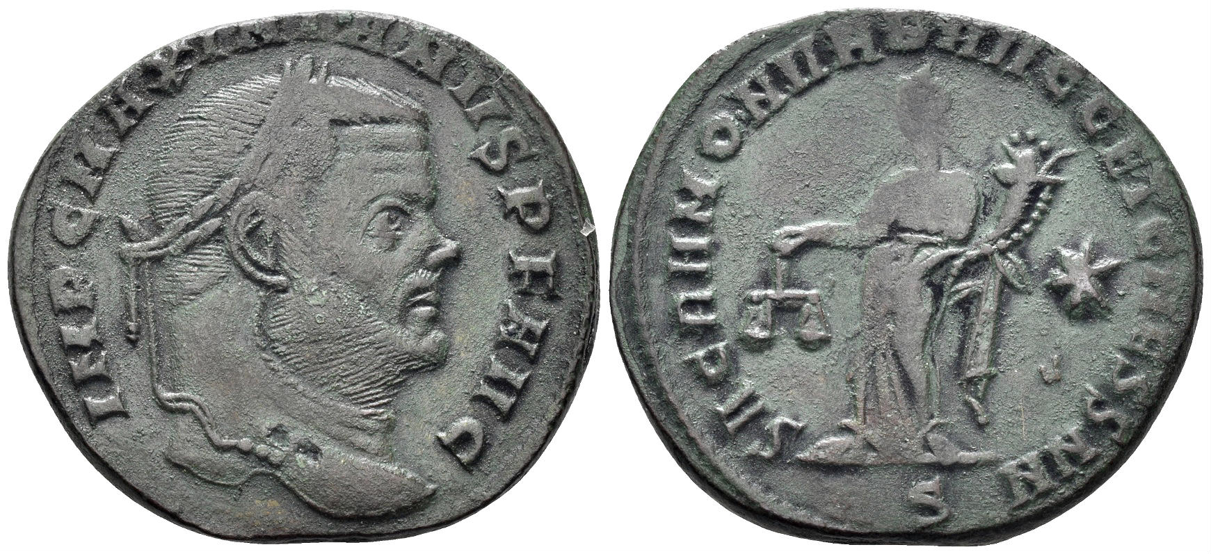 Maximianus Herculius. 286-305 AD. AE Follis (9.01g, 28mm). Rome mint. Struck 302/3 AD. RIC 105b