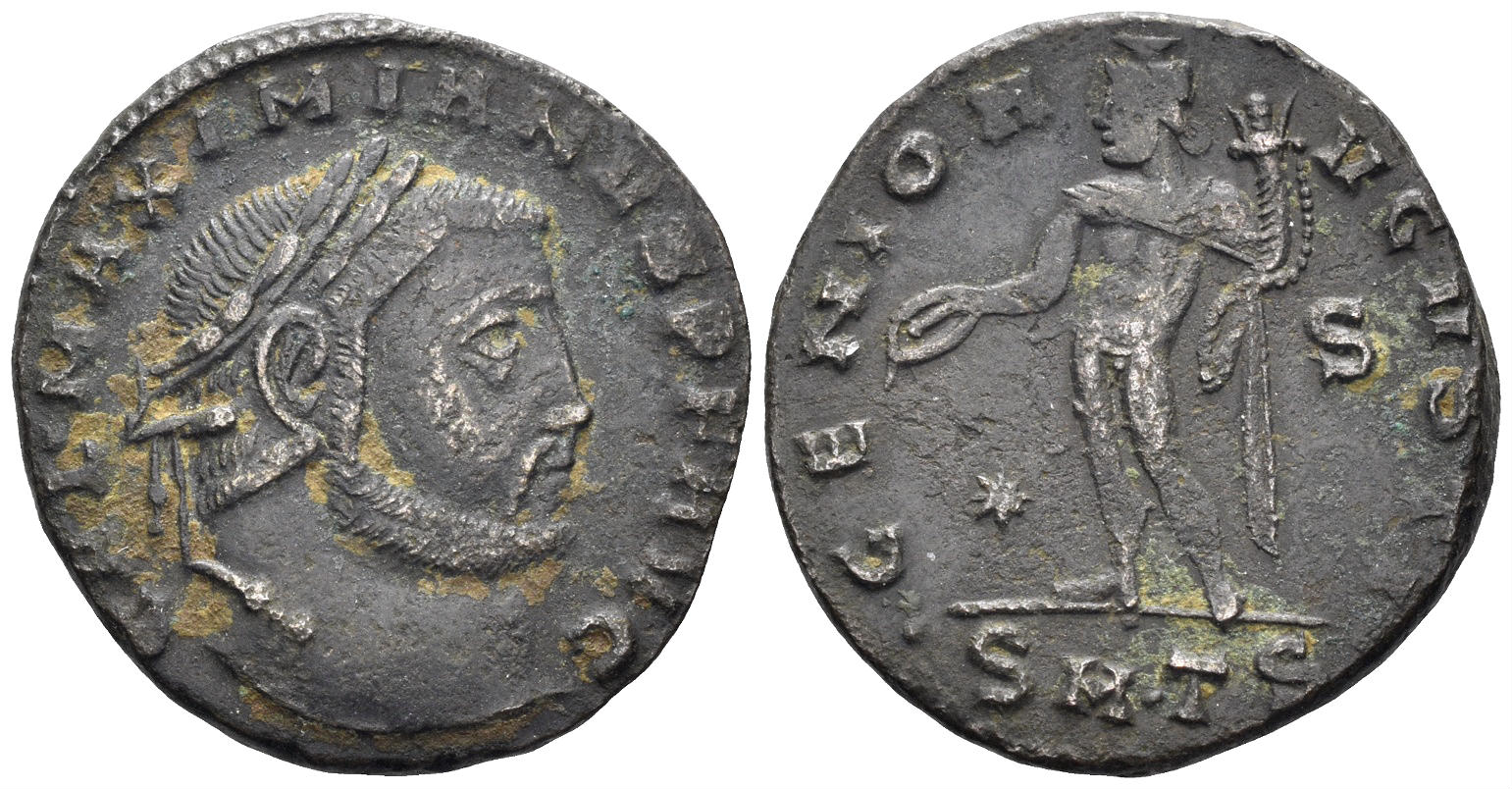 Galerius. 305-311 AD. AE Follis (6.00g, 24mm). Thessalonica mint. Struck 310/1 AD. RIC -