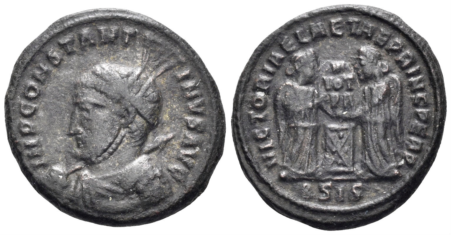 Constantine I ‘the Great’. 307-337 AD. AE Follis (3.28g, 18mm). Siscia mint. Struck 318/9 AD. RIC 84