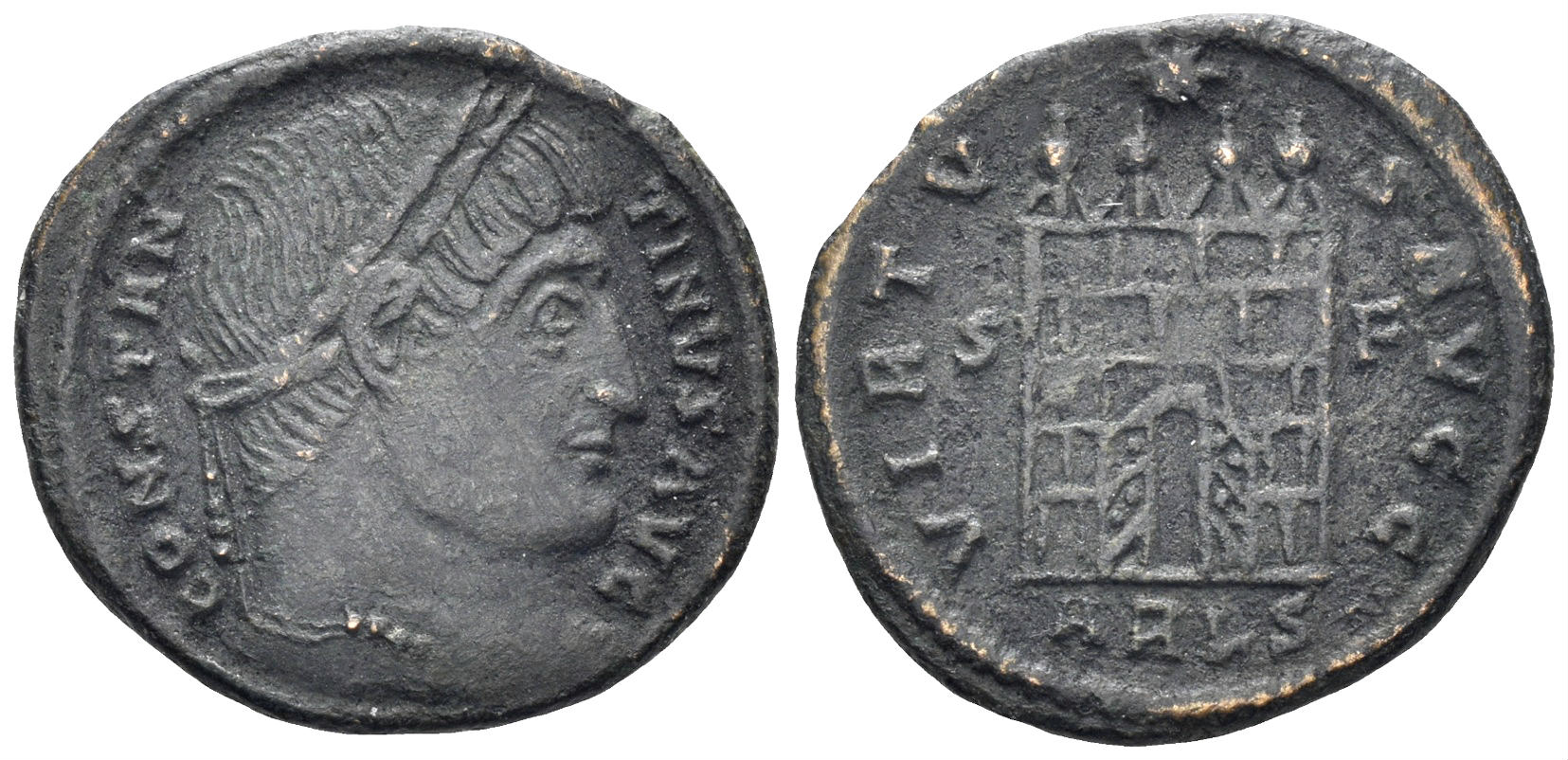 Constantine I 'the Great'. 307-337 AD. AE Follis (2.86g, 20mm). Arelate mint. Struck 327 AD. RIC 314