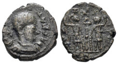 Constans. 337-350 AD. AE Follis (0.63g, 11mm).  Contemporary imitation. Imitating the Treveri mint. Struck circa 330-1 AD