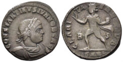 Constantine II, as Caesar. 316-337 AD. AE Follis (3.01g, 20mm). Arelate mint. Struck 317 AD. RIC 118