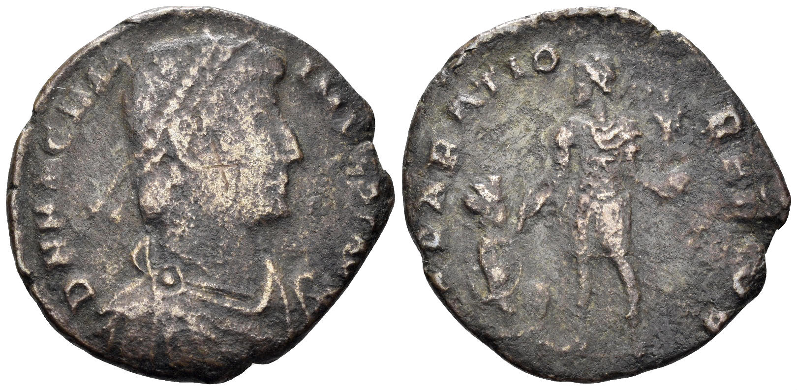 Magnus Maximus. 383-388 AD. AE2 (5.00g, 24mm). Arelate mint. Struck 383-8 AD. RIC 26a