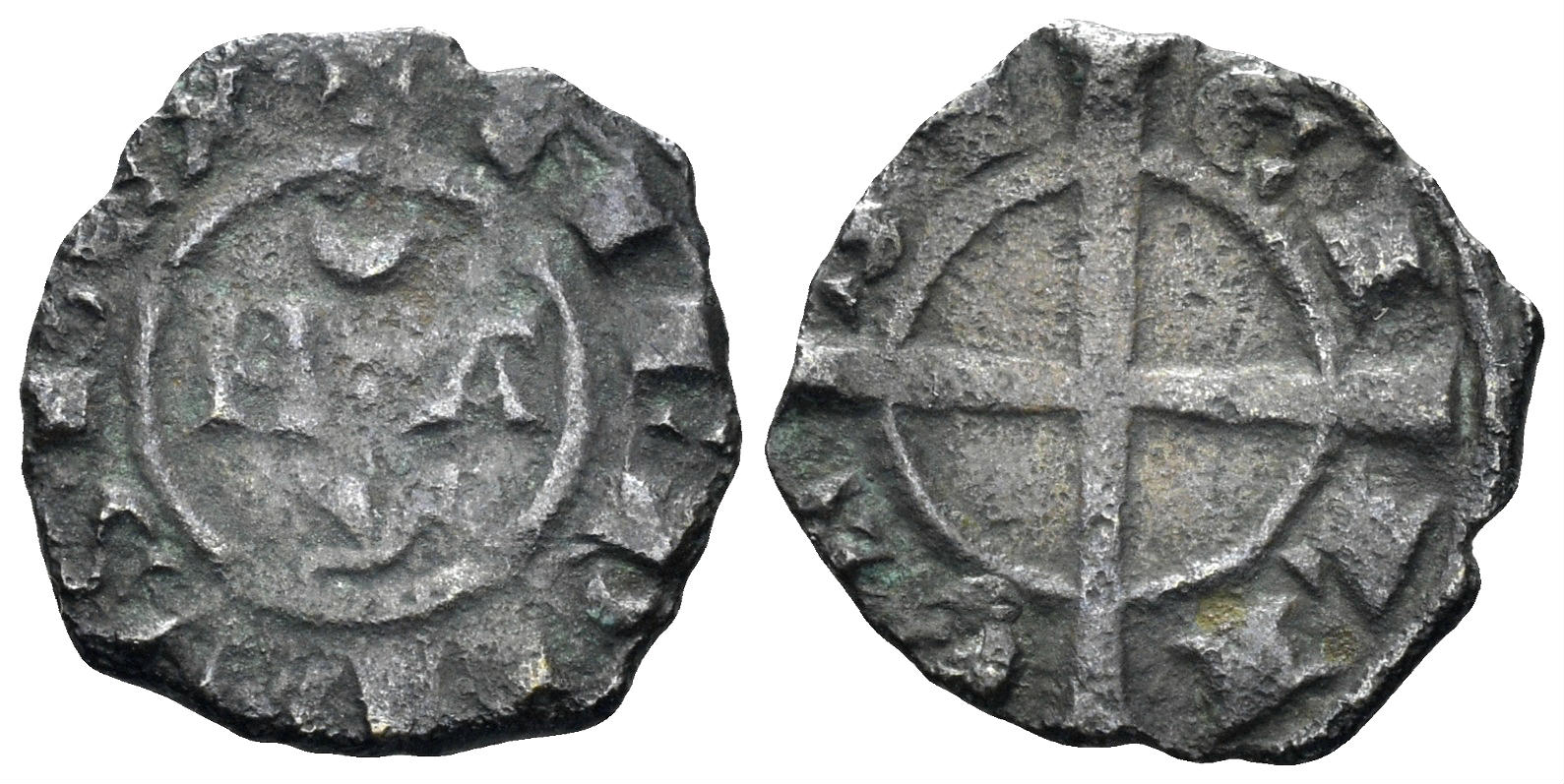 Sicilian Kingdom. House of Hohenstaufen. Manfred. 1258-1266. Billon Denaro (0.61g, 14mm). Messina mint. Struck 1258-66. Spahr 200