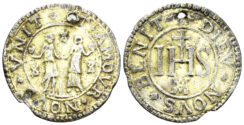 France. 17th century. AR Jeton à épouser en argent (1.24g, 10mm). Bractéate assemblées. Cf. Téssie.44