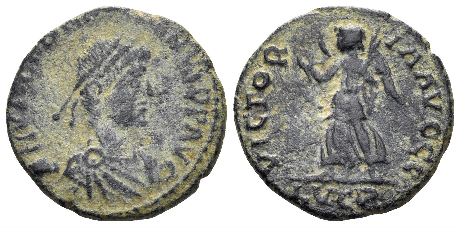 Valentinian II. 375-392 AD. AE4 (1.16g, 13mm). Lugdunum mint. Struck 383-92 AD. LRBC 389