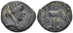 Seleucis and Pieria. Antioch. Time of Augustus. 27 BC-14 AD. AE Dichalkon (3.60g, 18mm). Dated Year 27 of the Actian Era (5/4 BC). McAlee 91