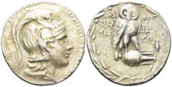 Attica, Athens. 142/141 BC. AR Tetradrachm (16.57g,33 mm). New Style Coinage. Demetrios and Hieron or Hieronymos, magistrates. Thompson 202ff