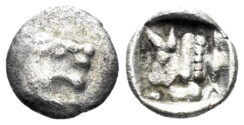 Karia. Uncertain mint. Circa 400-300 BC. AR Tetartemorion (0.18g, 7mm). Apparently unpublished